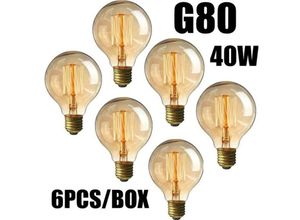 8130963493068 - Lot 6 Stück 40 w E27 Glühbirnen Vintage Edison G80 Glühlampe Warmweiß 220 v