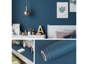 8130963493174 - 60 cm x 10 m dunkelblaue selbstklebende Tapete indigoblau selbstklebendes Vinylpapier für Möbel Schlafzimmer Kleiderschrank Nachttisch