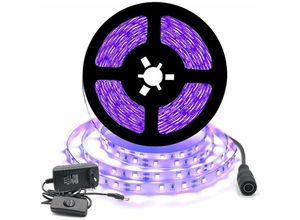 8130966029912 - XVX - Schwarzes flexibles UV-LED-Streifenset 12 v – 5 m 300 LEDs IP20 mit Transformator – für Innendekoration Festivals Weihnachten