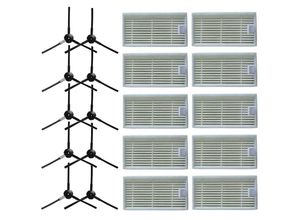 8130990331685 - Alovez - Packung mit 10 Seitenbürsten + 10 HEPA-Filtern für Lidl SilverCrest ssr 3000 A1 Roboterstaubsauger