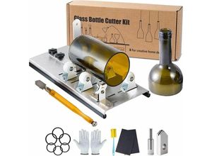 8130991862928 - Verstellbares Glasflaschenschneider-Set DIY-Werkzeug Edelstahl-Schneidemaschinen-Set für Wein Bier Alkohol Whisky Likör Champagner runde