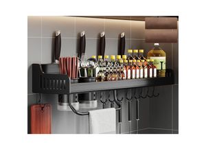 8130997001031 - Odipie - Gewürzaufbewahrung Küchengewürzregal Wandregalhalter Wandküchenregal Schwarz 60 cm [Energieklasse a]