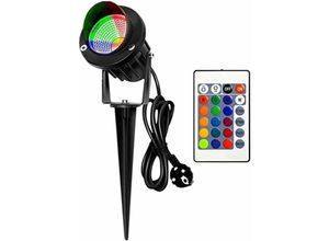 8130997021299 - Gartenleuchten 10 W COB-Landschaftsstrahler RGB-bunte Beleuchtung mit Fernbedienung Erdspieß Außenstrahler Gartenlampe ideal für Garten Bäume