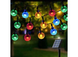 8131003601931 - Aiperq - Guirnalda de luz solar 100 led 12M Luz de bola de color cristal 8 modos Luces solares impermeables para decoración al aire libre Jardines