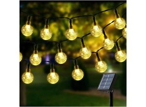 8131003602006 - Aiperq - Guirnaldas de luces solares 100 led 12M Luces de bolas de cristal blancas cálidas 8 modos Luces solares impermeables para decoración al aire