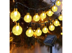 8131003605335 - Solar-Lichtergirlande 12 m 100 LEDs Kristall-Solargirlande für drinnen und draußen 8 Modi IP65 wasserdichte Outdoor-Solarlampe Lichtkugel für