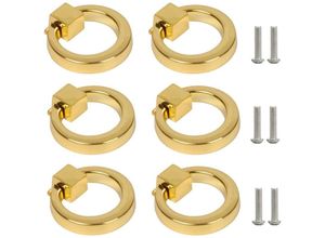 8131003606707 - Möbelgriff 6 Stück Zuggriffe Gold Möbelgriff Schubladenringe Griff Küchenschrankknöpfe Kommodengriff moderner Stil Dekor mit Schrauben
