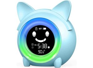 8131003955058 - Aiperq - Kinderwecker – buntes Nachtlicht – Innenthermometer – Schlaftrainer – Nickerchen-Timer (Katze)