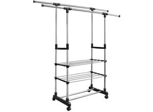 8131010831932 - Petites Ecrevisses - Kleiderständer aus Metall auf Rollen Garderobenständer mit 3 Ablagen für Daheim Büro Hotel