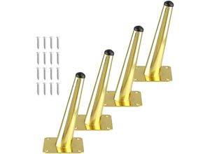 8131010832540 - 4 Stück Tischbeine Schräge Kegel Möbelbeine aus Metall Schrankfüße mit Schrauben Gold - 15cm 8131010832540 - 4 Stück Tischbeine Schräge Kegel Möbelbeine aus Metall Schrankfüße mit Schrauben Gold - 15cm
