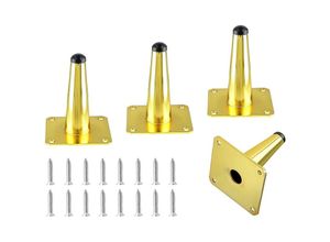 8131010832731 - Petites Ecrevisses - 4 Stück Tischbeine Kegel Möbelbeine aus Metall Schrankfüße mit Schrauben Gold - 10cm