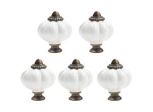 8131010835428 - Petites Ecrevisses - 5x Schrankknöpfe Acryl mit Schrauben Vintage Möbelgriffe für Schubladen Ø30mm - Weiß