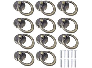 8131010836029 - Set mit 10 Vintage Schubladenknauf Ring Türgriffen mit Schrauben für Schrank Kommode Bronze