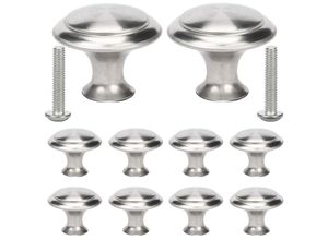 8131010837323 - Petites Ecrevisses - 10 Pcs Möbelknöpfe Edelstahl 27mm Schrankgriffe mit Schrauben Silber Kommodenknöpfe