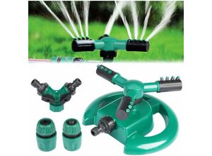 8131010839716 - Petites Ecrevisses - Gartensprenger 3 Arme Rasensprenger 12 Düsen Wassersprenger für Rasen 360 Grad Drehbar Automatischem Bewässerungssystem - Vert