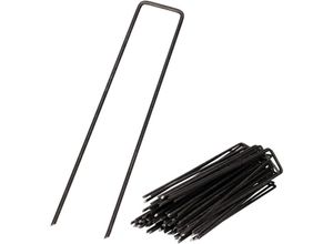 8131010839822 - Petites Ecrevisses - 100 Pcs Erdanker für Unkrautvlies 150x25mm Bodenanker Erdnägel Heringe zur Unkrautfolie Zaun Netz Schwarz