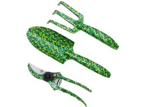 8131010840637 - Petites Ecrevisses - 3 Piece Gartenwerkzeug Set Blumen Design Gartengeräte Geschenk-Set für Gartenbedarf Grün