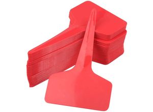 8131010841504 - Petites Ecrevisses - 100 Stk Pflanzenschilder aus Kunststoff 6x10cm Pflanzenstecker T-Form für Kraut Pflanze Blumen - Rot