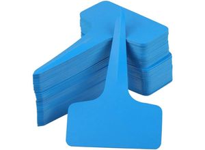 8131010841528 - Petites Ecrevisses - 100 Stk Pflanzenschilder aus Kunststoff 6x10cm Pflanzenstecker T-Form für Kraut Pflanze Blumen - Blau