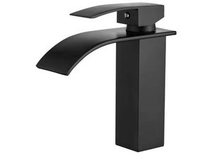 8131010841955 - Petites Ecrevisses - Wasserhahn Wasserfall Bad Schwarz Waschbeckenarmatur Modern Einhebelmischer Heiß und Kalt Küchenarmatur mit G3 8 Zoll