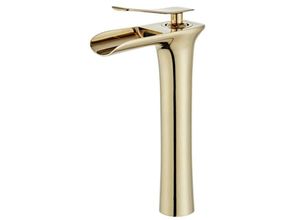 8131010842037 - Petites Ecrevisses - Modern Wasserhahn Bad Wasserfall Waschtischarmatur Hoch Mischbatterie Heiß und Kalt mit G3 8\ Einlassrohr Gold