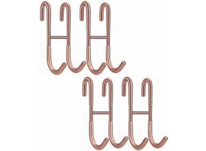 8131010846431 - Petites Ecrevisses - 4er Set Türhaken Edelstahl Rosa Kleiderhaken mit Rutschfeste Beschichtung Duschhaken für Kleidung Handtücher Schlüssel