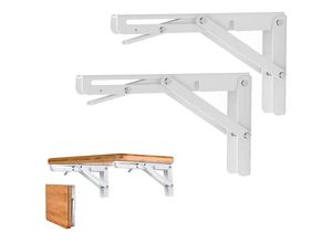 8131010849784 - Petites Ecrevisses - 2 Stück Klappkonsole Schwerlast Edelstahl Klappscharnier Maximale Tragkraft 80kg Platzsparend Wandmontage Regalhalterung Weiß