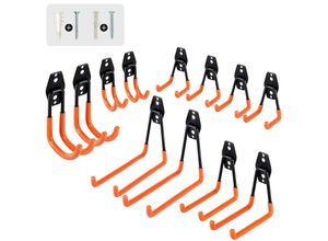 8131010850230 - Petites Ecrevisses - 12 Stück Garagenhaken Aufbewahrungshaken Multi Größe Garage Storage Hooks für Ladder Elektrowerkzeugen Orange