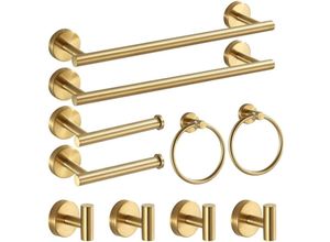 8131010855792 - Petites Ecrevisses - 10 Pack Handtuchhalter Gebürstetes Gold Handtuchring Toilettenpapierhalter Handtuchhaken SUS304 Edelstahl Badezimmer Hardware