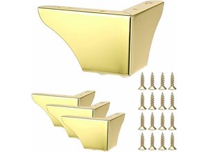 8131010857413 - Petites Ecrevisses - 4er Set Möbelfüße 75mm Modern Tischbeine mit Schrauben Metall Beine für Sofa Bett Schränke - Gold