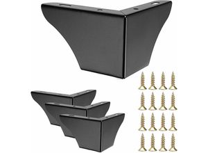 8131010857420 - Petites Ecrevisses - 4er Set Möbelfüße 75mm Modern Tischbeine mit Schrauben Metall Beine für Sofa Bett Schränke - Schwarz