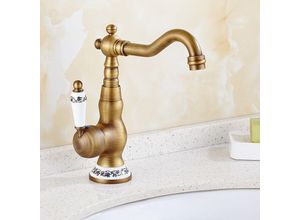 8131010859264 - Petites Ecrevisses - Wasserhahn Bad Vintage Einhebelmischer für Bad Spültischarmatur aus Messing Wasserhahn für Badezimmer Bronze