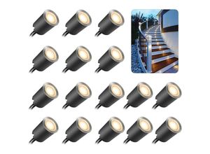 8131013260463 - Set mit 16 LED-Einbaustrahlern für den Außenbereich IP67 wasserdicht ø 32 mm Einbaustrahler für den Außenbereich Schwimmbad Garten Treppe (16