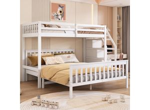 8341280139687 - Okwish - Etagenbett 90200cm 140200cm Babybett Aufbewahrungsleiter EN747 zertifiziert weiß