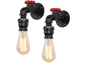 8396077290614 - 2er Wandleuchte Kerze Vintage Industrielle Wasserrohr Wandlampe Kreative Steampunk Art Lampe Decor E27 Fassung Innen für Wohnzimmer Schlafzimmer