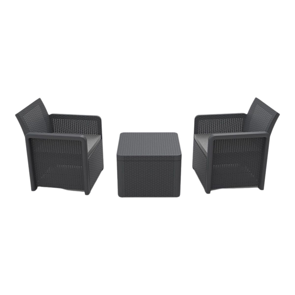 8410474555234 - Table Set with 2 Armchairs Anthracite 57 X 57 X 42 CM (3 Pieces)