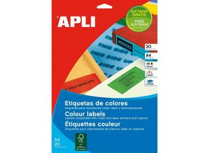 8410782015994 - Apli - Packung 20 Blatt (200 Stück) gelbe Etiketten 210x297mm 1599