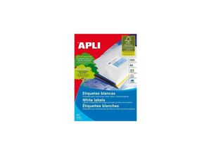 8410782024125 - Genérica - Apli etiquetas blanco para impresora inkjet laser y fotocopiadoras 1996 x 2891mm cantos romos - 100 hojas-