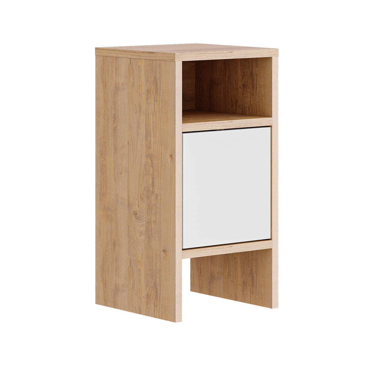 8411030318959 - Nachttisch Weiß Braun Holz MDP 29 x 59 x 29 cm 1 Tür