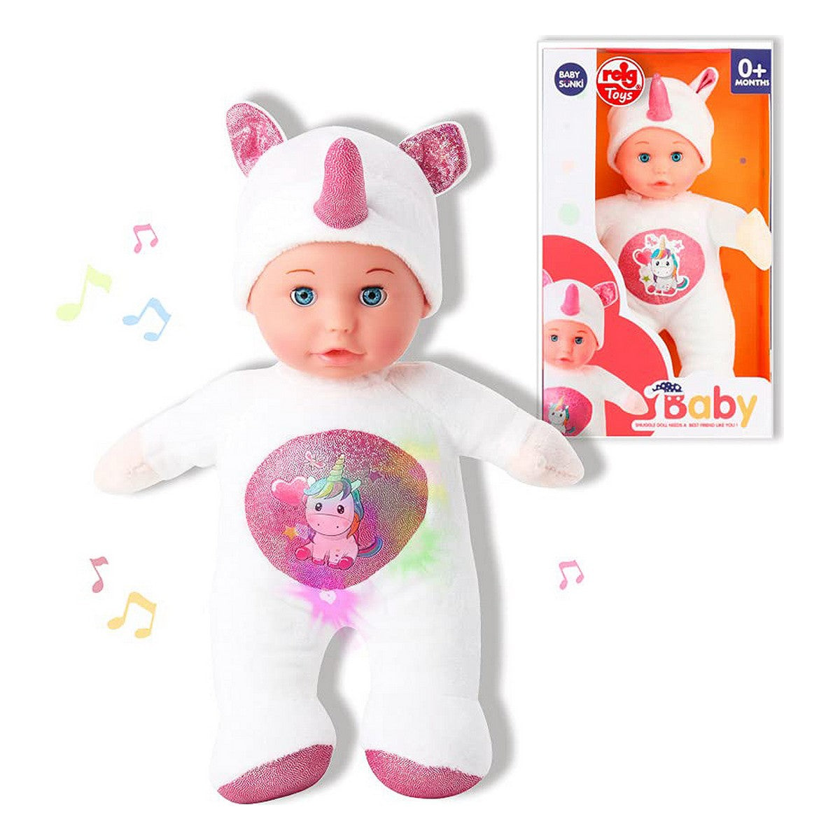 8411865180714 - Babypuppe 30 cm Einhorn Plüschtier Weiß (30 cm)