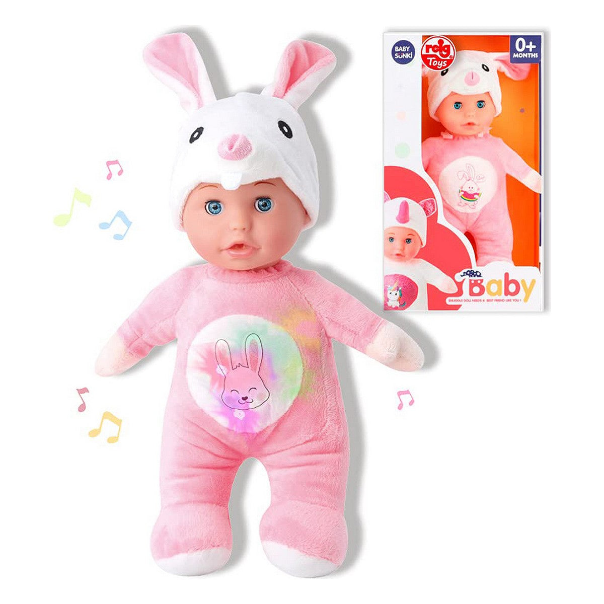 8411865180721 - Babypuppe 30 cm Hase Plüschtier Rosa (30 cm)