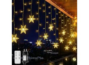 8412298419075 - 12M led Lichterketten Indoor Outdoor Schneeflocke Lichtervorhang Weihnachten Lichterkettenvorhang 360 led 10 Modi Stimmungslichter für Balkon