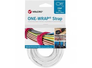 8412355647007 - Klettkabelbinder one-wrap Strap 20 x 330mm weiß 25 Stück - weiß - Velcro