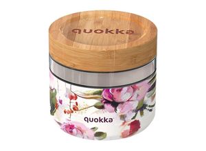 8412497401314 - Quokka Deli Food Jar – Lebensmittelbehälter Lunchbox aus Glas 820 ml (Dunkle Blumen)