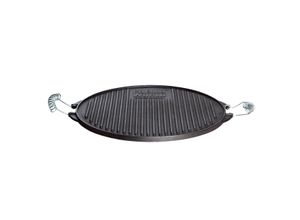 8412595110255 - AllGrill Gusseisen-Grillplatte Light mit Edelstahl-Griffen 25cm rund schwarz