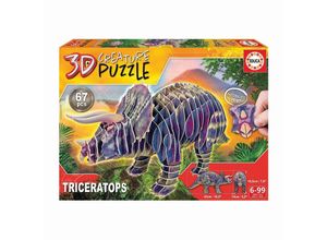 8412668191839 - EDUCA - 3D Triceratops 67 Teile Puzzle