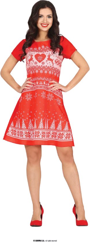 8412672445980 - - Foul Damen Weihnachtskleid rot - L