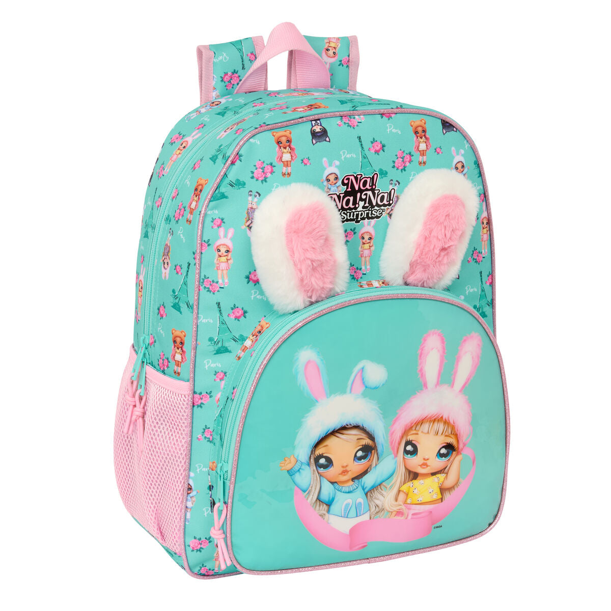8412688590216 - Schulrucksack Bunny Rosa türkis 33 x 42 x 14 cm