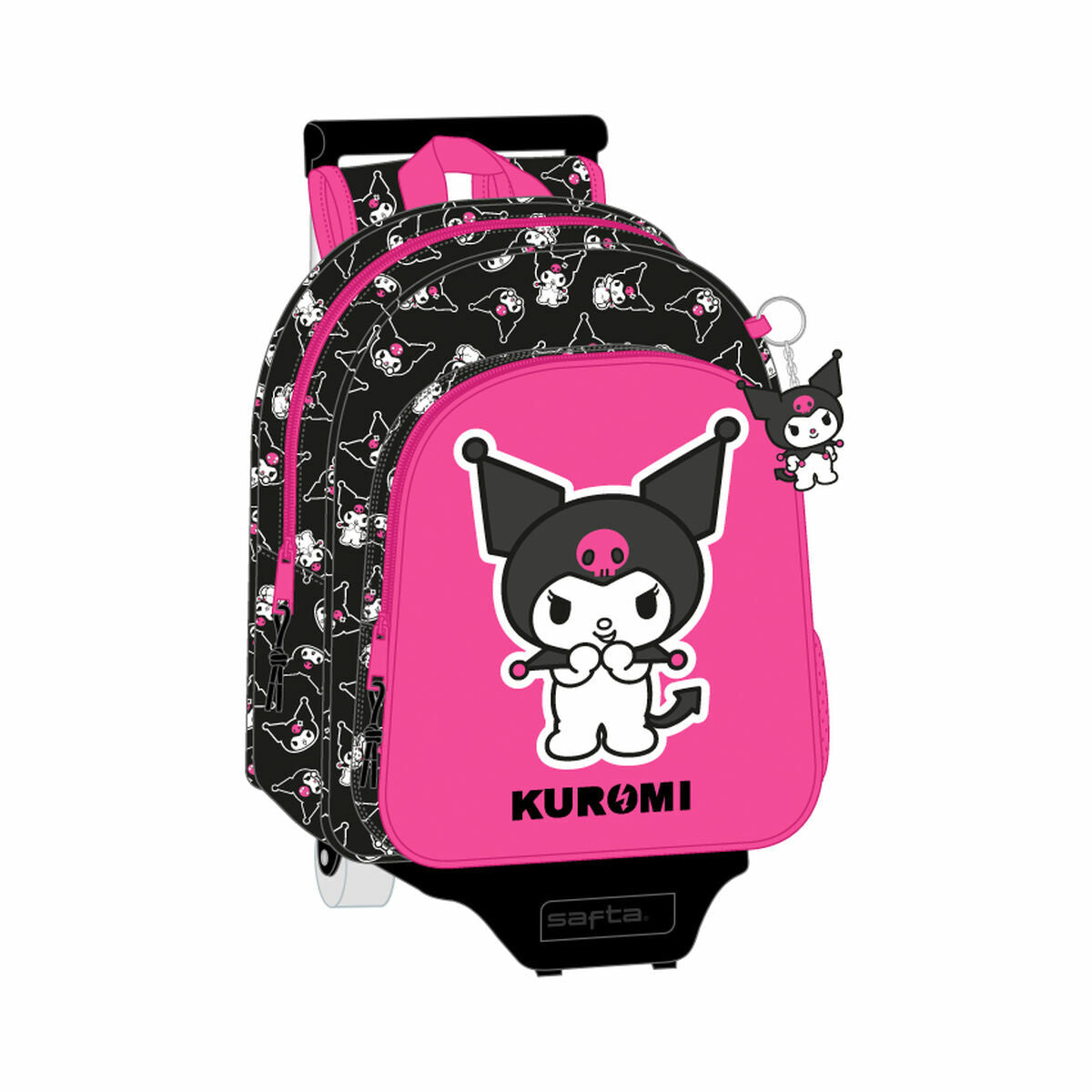 8412688612215 - School Rucksack with Wheels Black Fuchsia 26 x 11 x 67 cm 26 x 34 x 11 cm