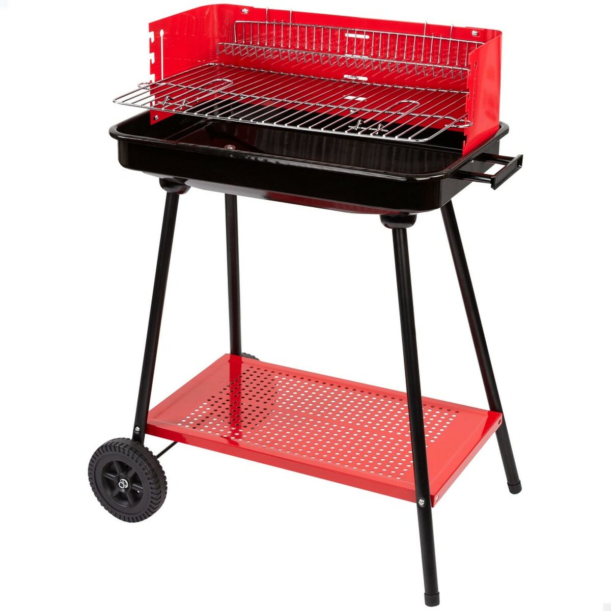 8412842528987 - Kohlegrill mit Rollen Stahl Kunststoff Emailliertes Metall 66 x 85 x 44 cm Rot